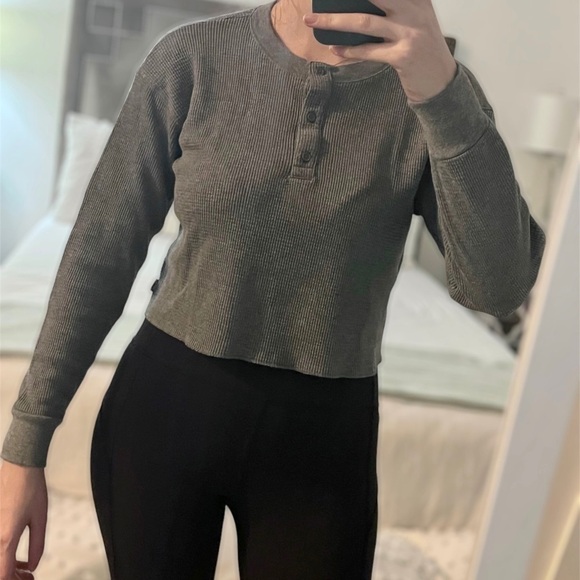 𝅺TNA | Alamo Henley Thermal Top Grey Xxs - Picture 10 of 10